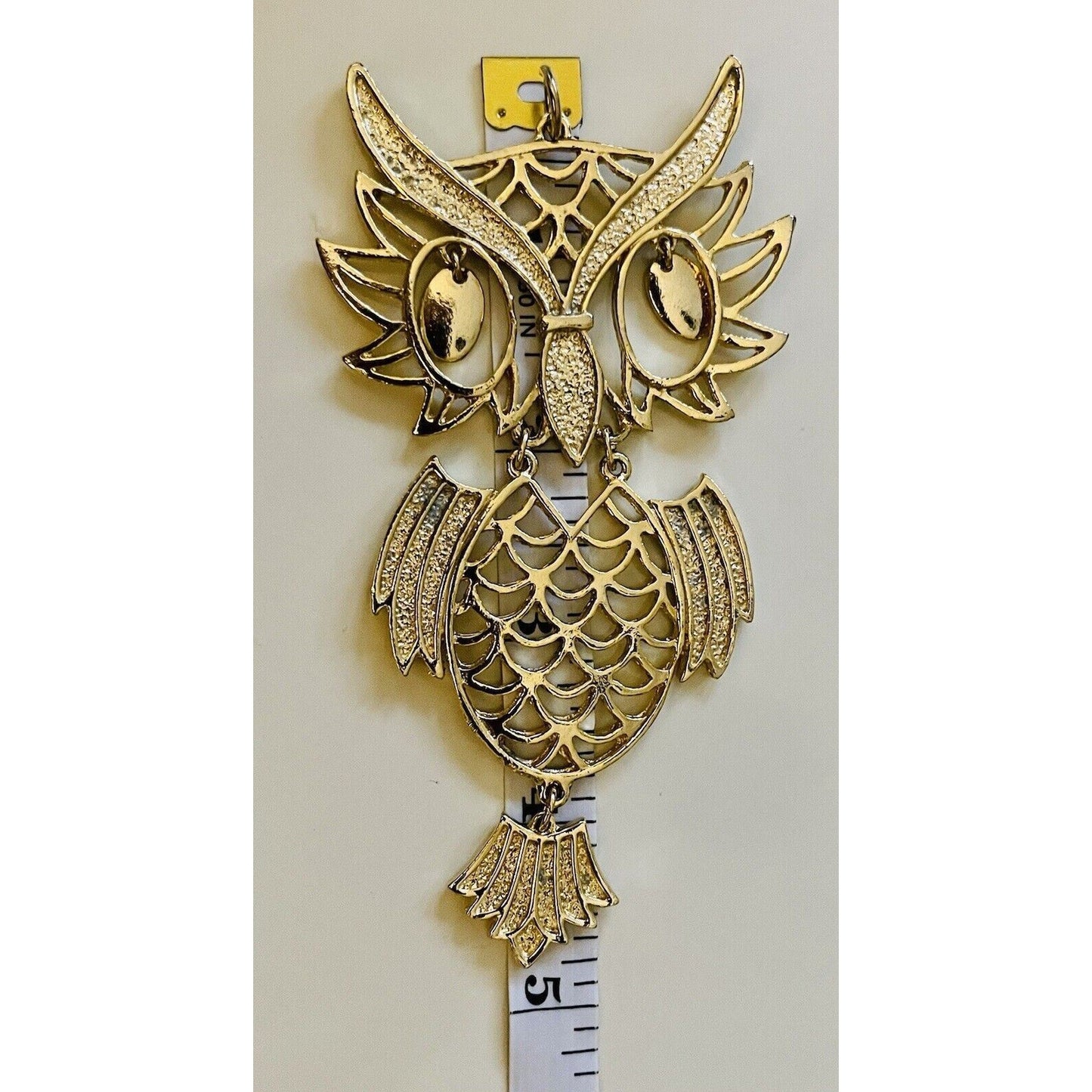 Avon Retro Large Articulated Owl 5" Gold-tone Pendant Gorgeous EUC