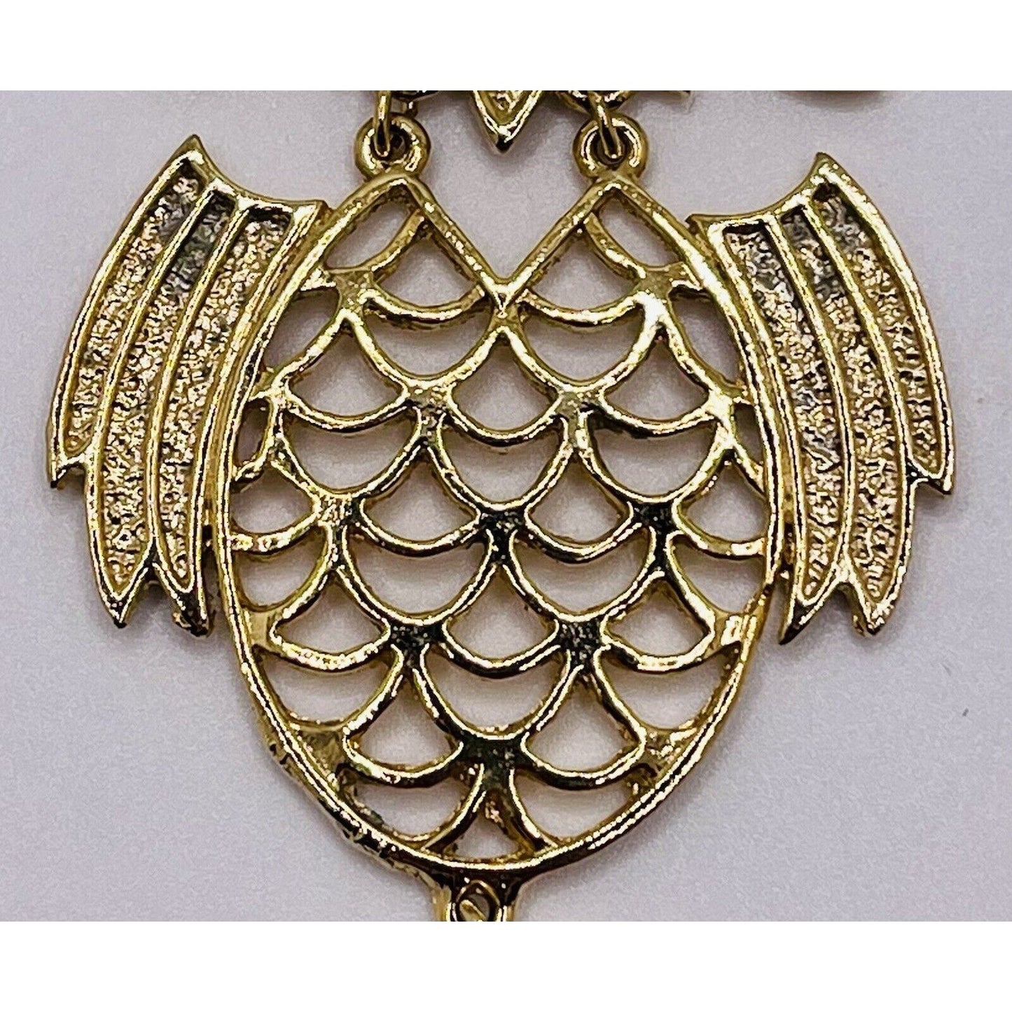 Avon Retro Large Articulated Owl 5" Gold-tone Pendant Gorgeous EUC
