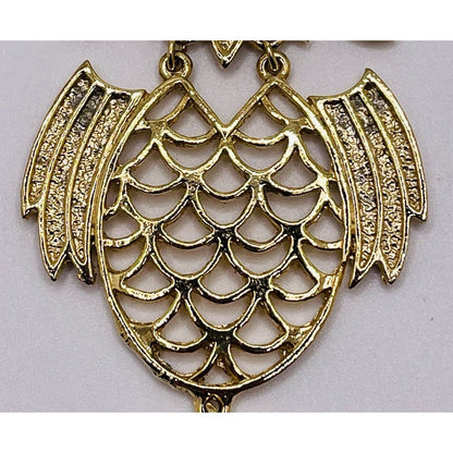 Avon Retro Large Articulated Owl 5" Gold-tone Pendant Gorgeous EUC
