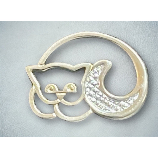 Avon Sleeping Cat Kitty Small 1” Gold-tone Push Pin Brooch Pin EUC Gorgeous