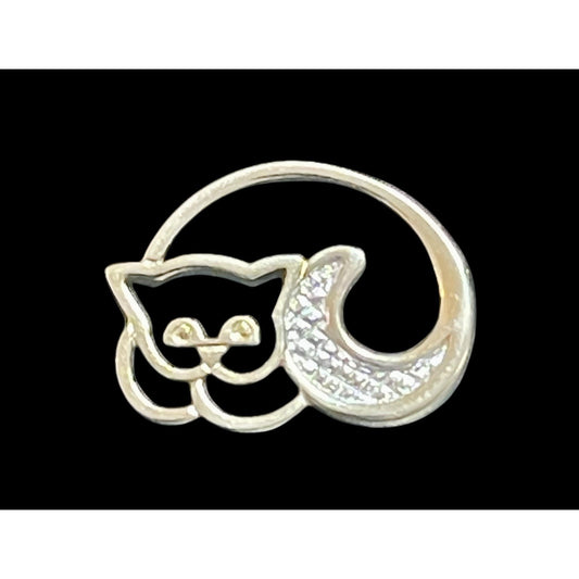 Avon Sleeping Cat Kitty Small 1” Gold-tone Push Pin Brooch Pin EUC Gorgeous